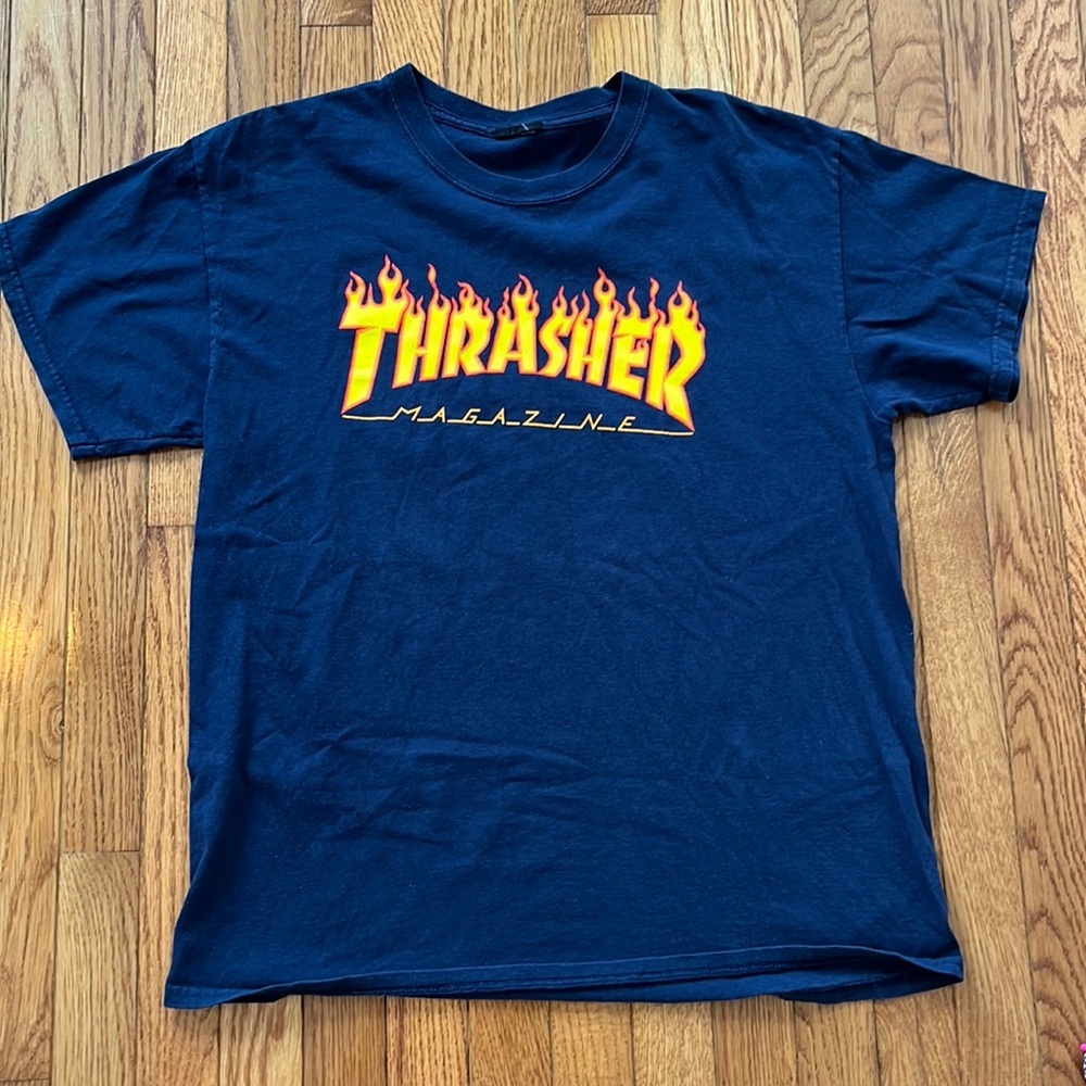 Thrasher Magazine Flame‎ Graphic Tee L Skate Alternative Streetwear Men’s
